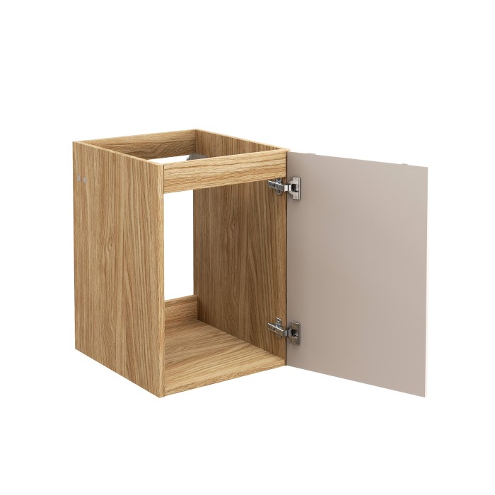 Meuble sous vasque VELNIA – 1 tiroir – 40 cm – Coloris chêne clair et beige – À suspendre 