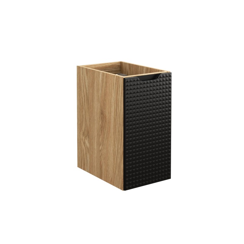 Meuble sous vasque VELNIA – 1 porte – 30 cm – Coloris chêne clair et noir – À suspendre 
