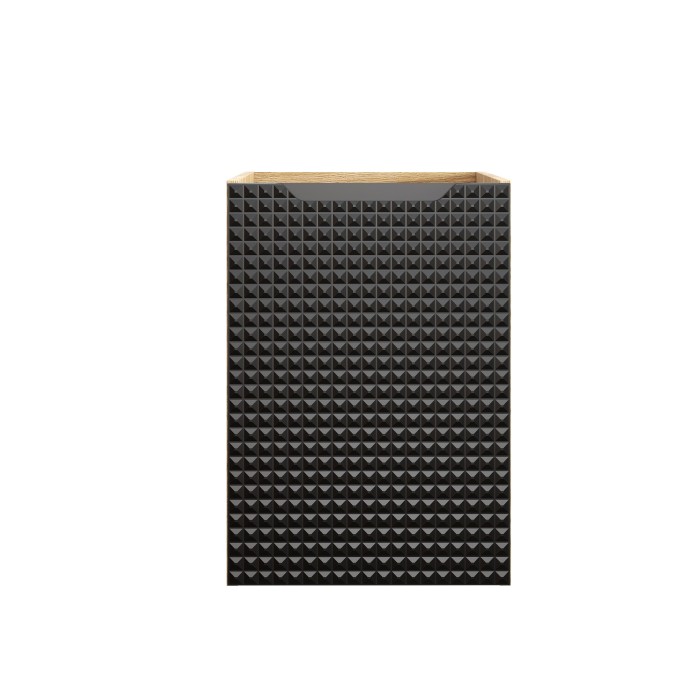 Meuble sous vasque VELNIA – 1 porte – 40 cm – Coloris chêne clair et noir – À suspendre 