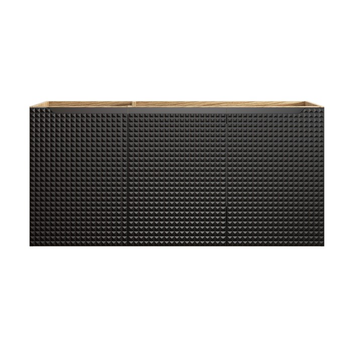 Meuble sous vasque VELNIA – 3 tiroirs – 120 cm – Coloris chêne clair et noir – À suspendre 