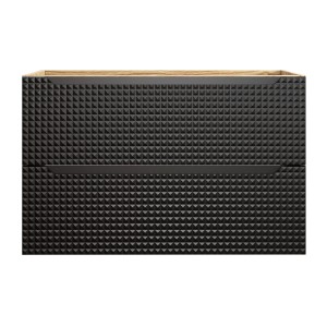 Meuble sous vasque VELNIA – 2 tiroirs – 90 cm – Coloris chêne clair et noir – À suspendre 