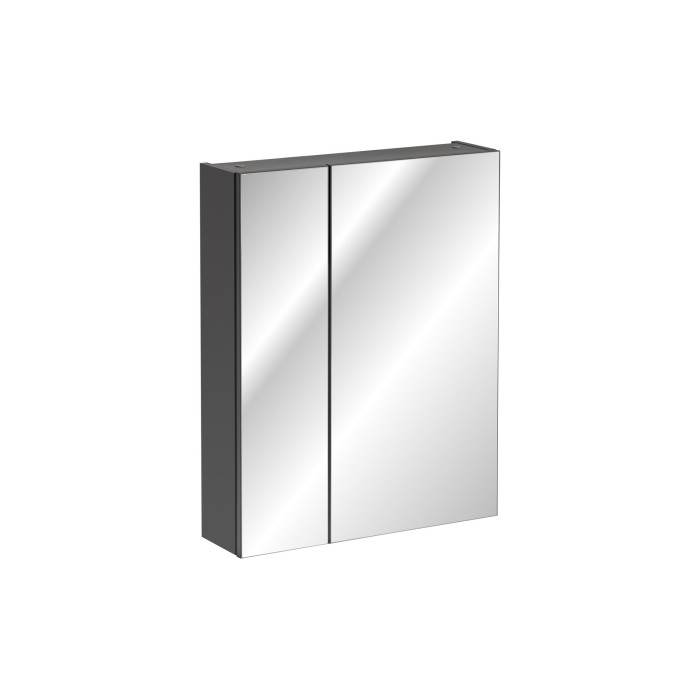 Meuble de rangement salle de bain TAMO – 75 cm – 2 portes miroirs – Coloris gris anthracite – À suspendre 