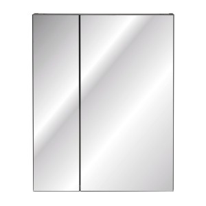 Meuble de rangement salle de bain TAMO – 75 cm – 2 portes miroirs – Coloris gris anthracite – À suspendre 