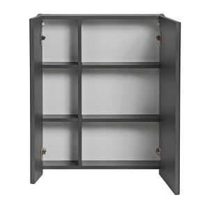 Meuble de rangement salle de bain TAMO – 75 cm – 2 portes miroirs – Coloris gris anthracite – À suspendre 