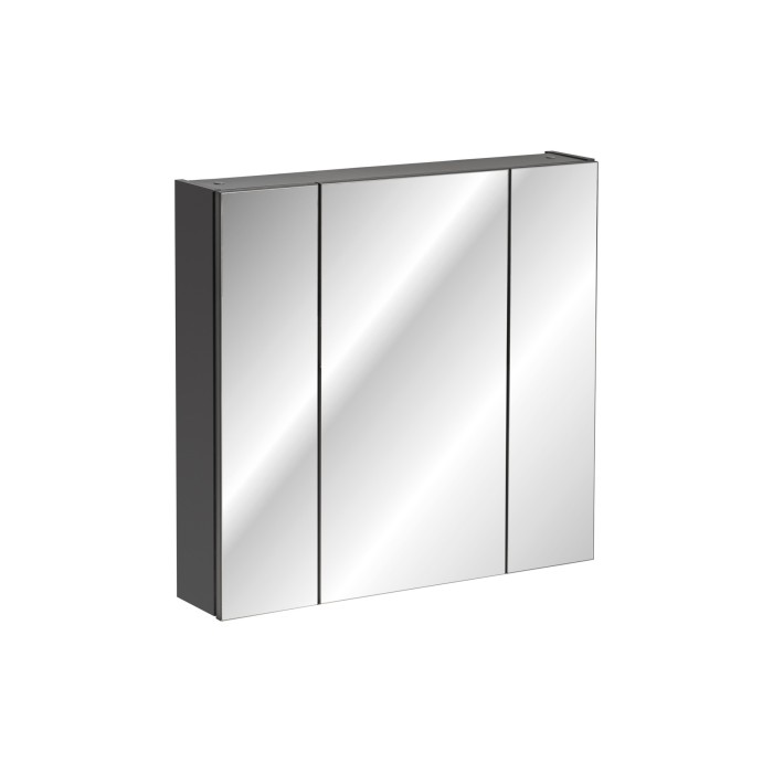 Meuble de rangement salle de bain TAMO – 75 cm – 3 portes miroirs – Coloris gris anthracite – À suspendre 