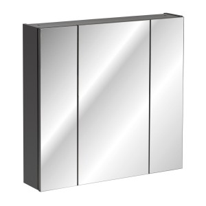 Meuble de rangement salle de bain TAMO – 75 cm – 3 portes miroirs – Coloris gris anthracite – À suspendre 