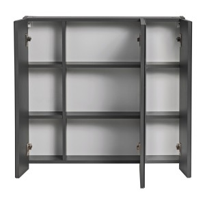 Meuble de rangement salle de bain TAMO – 75 cm – 3 portes miroirs – Coloris gris anthracite – À suspendre 