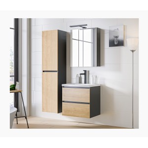 Colonne salle de bain TAMO – 170 cm – 2 portes – Coloris gris anthracite – À suspendre 