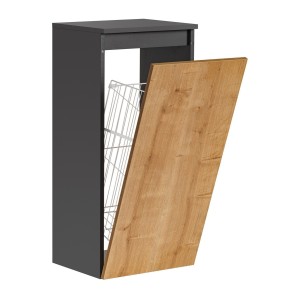 Meuble de rangement salle de bain TAMO – 87 cm – Coloris gris anthracite – À suspendre 