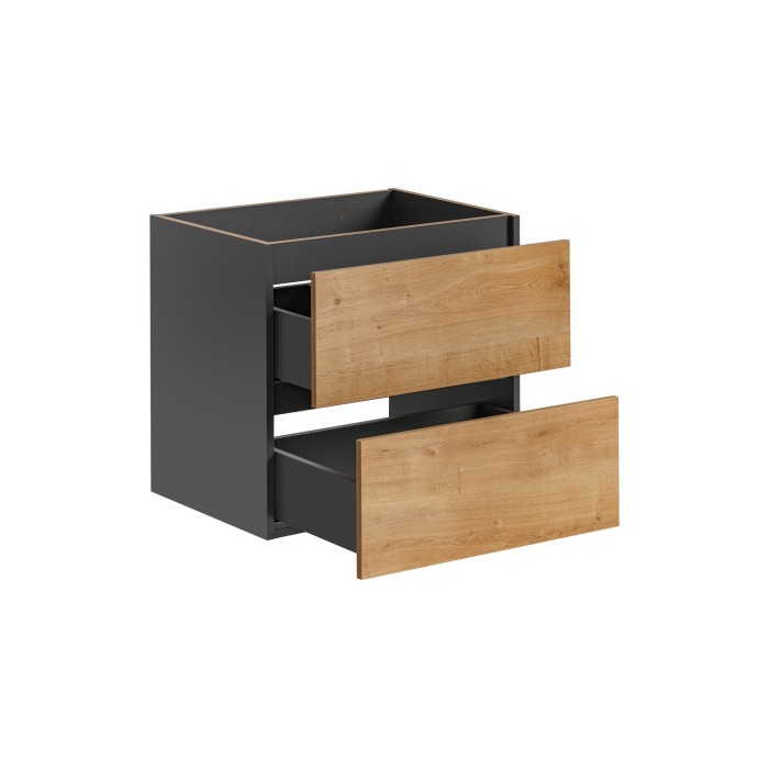 Meuble sous vasque TAMO – 2 tiroirs – Coloris gris anthracite – L60 × P57 × H46 cm – À suspendre 