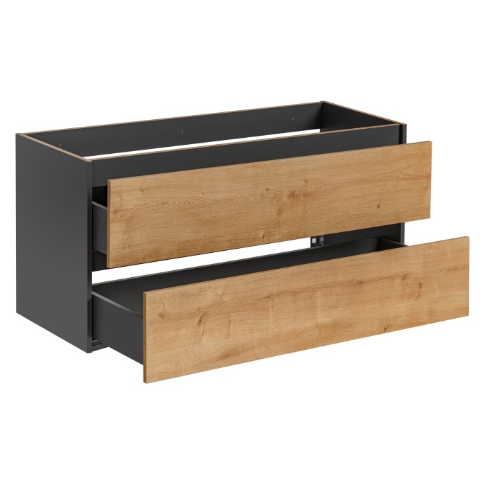 Meuble sous vasque TAMO – 2 tiroirs – Coloris gris anthracite – L120 × P57 × H46 cm – À suspendre 