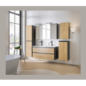 Colonne de rangement TAMO – 1 porte – Coloris gris anthracite – L40 × P16 × H75 cm – À suspendre 