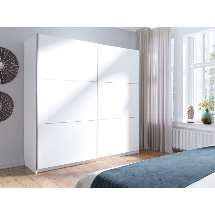 Armoire blanche 2 portes coulissantes 150 cm – Collection ARSALA