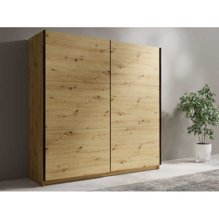 Armoire ARSALA 150 cm en chêne artisan – 2 portes coulissantes