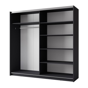 Armoire ARSALA 150 cm gris graphite avec miroir – 2 portes coulissantes