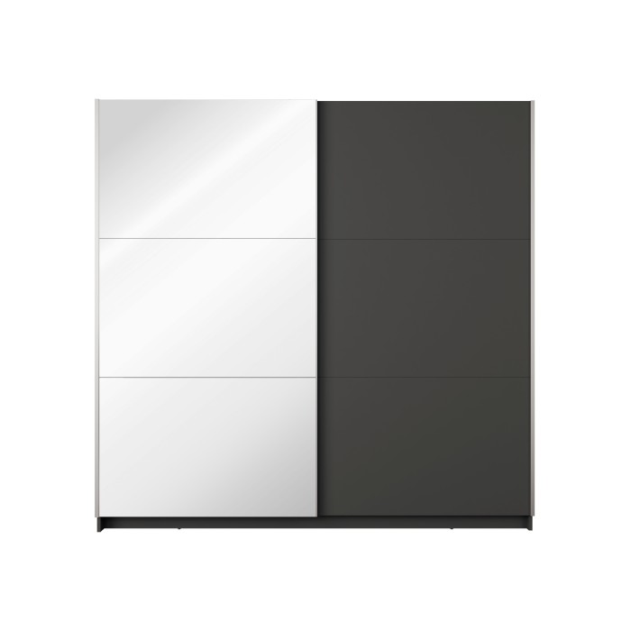 Armoire ARSALA 150 cm gris graphite avec miroir – 2 portes coulissantes