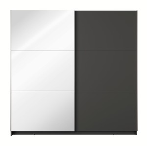 Armoire ARSALA 150 cm gris graphite avec miroir – 2 portes coulissantes
