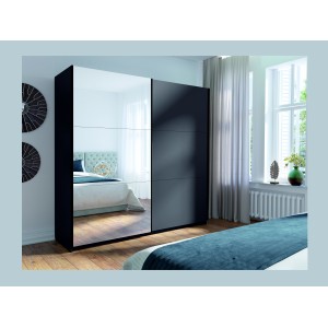 Armoire ARSALA 150 cm gris graphite avec miroir – 2 portes coulissantes
