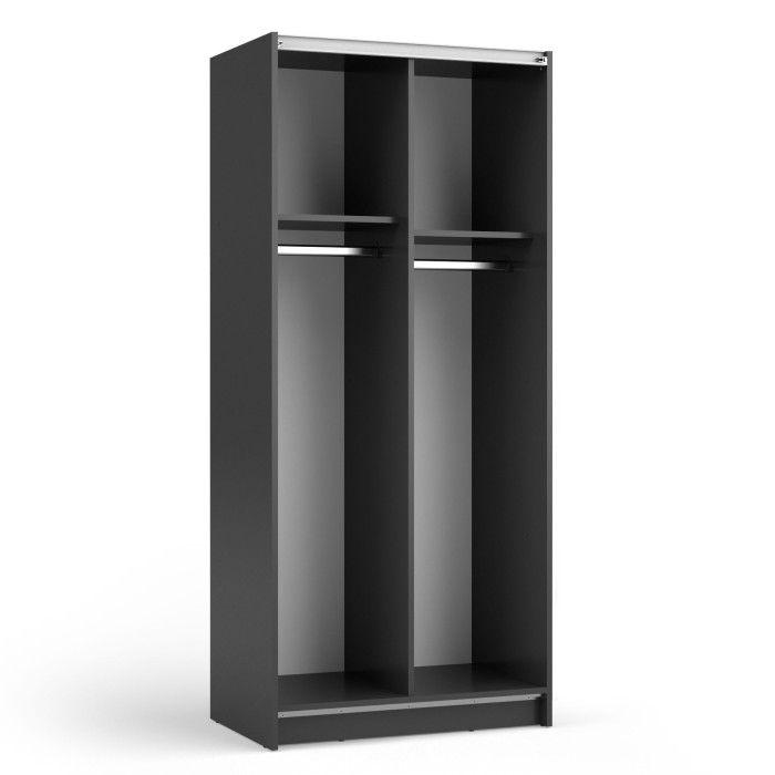 Armoire LYSIA 80 cm noir mat – 2 portes coulissantes avec miroir