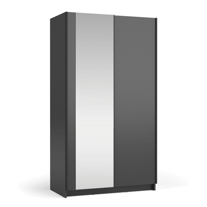 Armoire LYSIA 100 cm noir mat – 2 portes coulissantes avec miroir