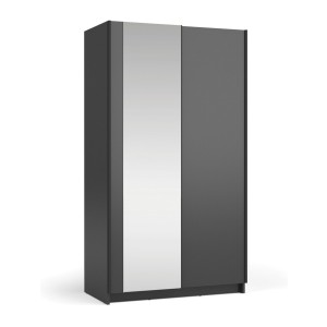 Armoire LYSIA 100 cm noir mat – 2 portes coulissantes avec miroir