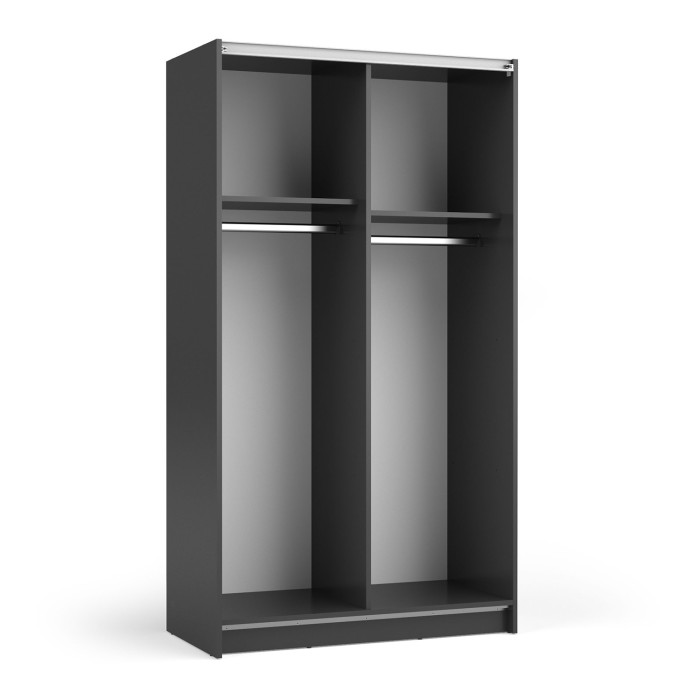 Armoire LYSIA 100 cm noir mat – 2 portes coulissantes avec miroir