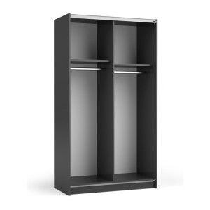 Armoire LYSIA 100 cm noir mat – 2 portes coulissantes avec miroir