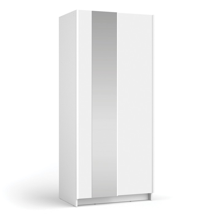Armoire LYSIA 2 portes coulissantes avec miroir – 80 x 182 x 55 cm – Coloris blanc