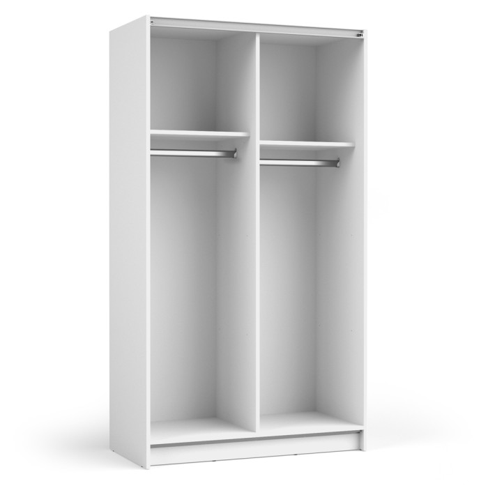 Armoire LYSIA 2 portes coulissantes avec miroir – 100 x 182 x 55 cm – Coloris blanc