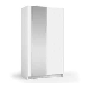 Armoire LYSIA 2 portes coulissantes avec miroir – 100 x 182 x 55 cm – Coloris blanc