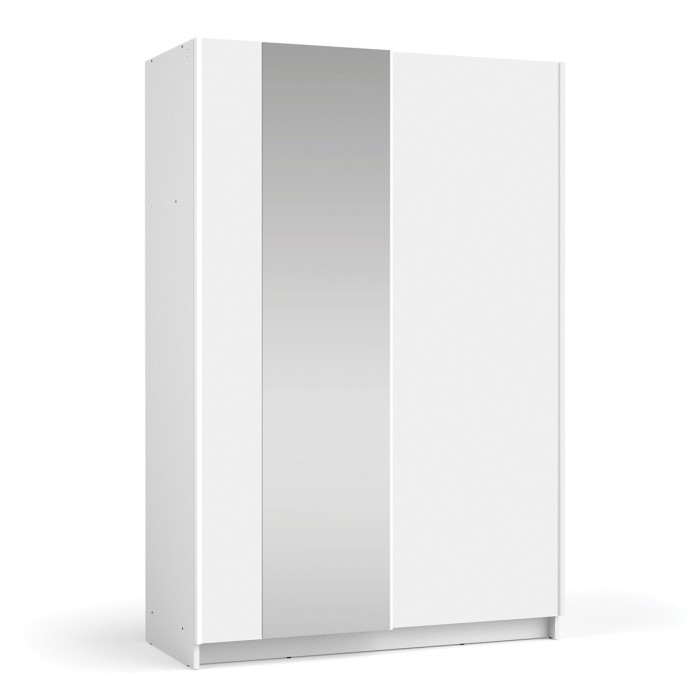 Armoire LYSIA 2 portes coulissantes avec miroir – 120 x 182 x 55 cm – Coloris blanc