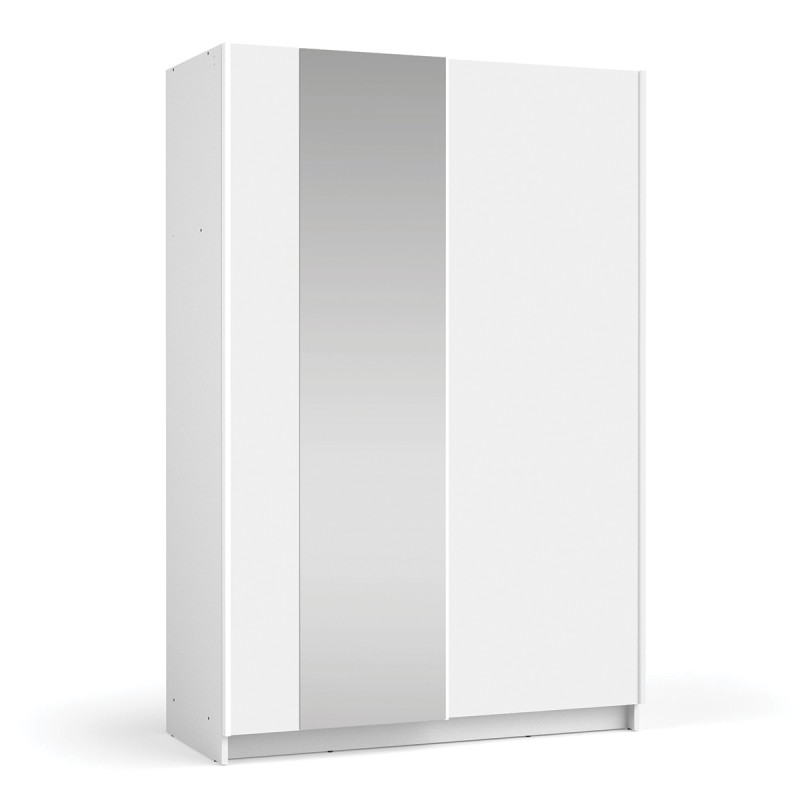 Armoire LYSIA 2 portes coulissantes avec miroir – 120 x 182 x 55 cm – Coloris blanc