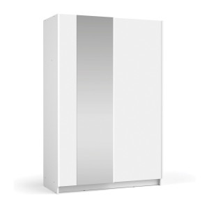 Armoire LYSIA 2 portes coulissantes avec miroir – 120 x 182 x 55 cm – Coloris blanc