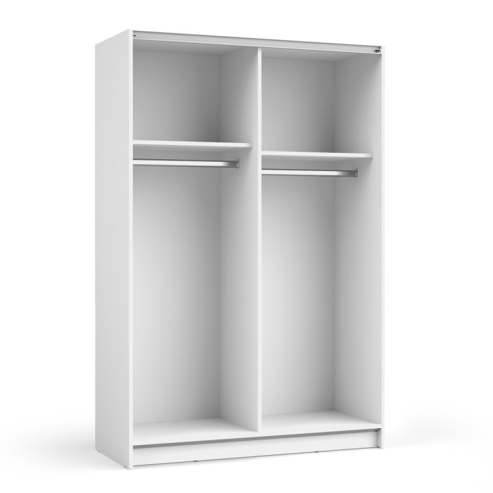 Armoire LYSIA 2 portes coulissantes avec miroir – 120 x 182 x 55 cm – Coloris blanc