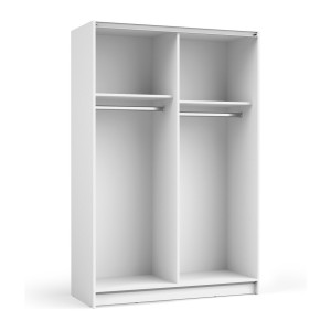 Armoire LYSIA 2 portes coulissantes avec miroir – 120 x 182 x 55 cm – Coloris blanc