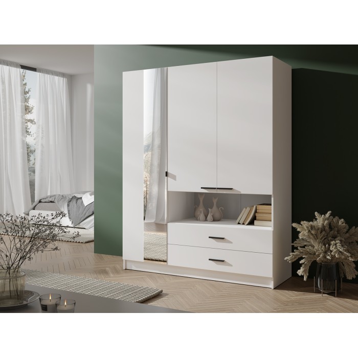 Armoire 3 portes MEIJE – 158,3 x 200 x 54,6 cm – Coloris blanc