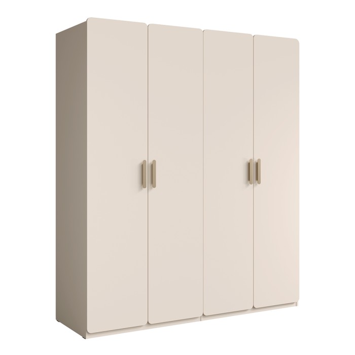 Chambre complète AMALIE beige – Lit 160x200 cm avec sommier, armoire, commode et 2 chevets