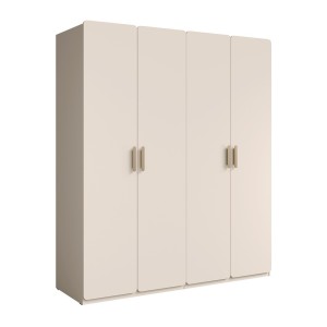 chambre complète AMALIE, lit 180x200 sommier inclus, armoire avec étagères, chambre beige design, ensemble chambre adulte, mobil