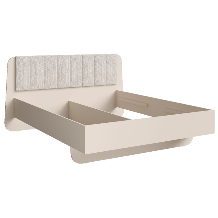 Chambre complète AMALIE beige – Lit coffre 160x200 cm, armoire, commode, 2 chevets et étagères