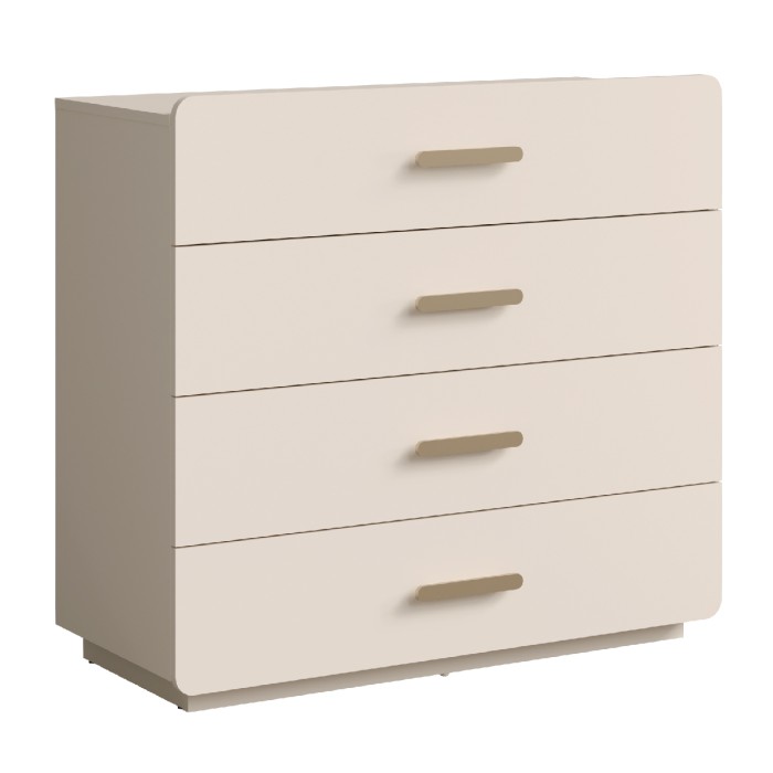 Chambre complète AMALIE beige – Lit coffre 160x200 cm, armoire, commode, 2 chevets et étagères