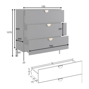 Chambre complète MONDO – Noir structuré et doré – Lit 180x200 avec sommier + Armoire + Commode + 2 chevets