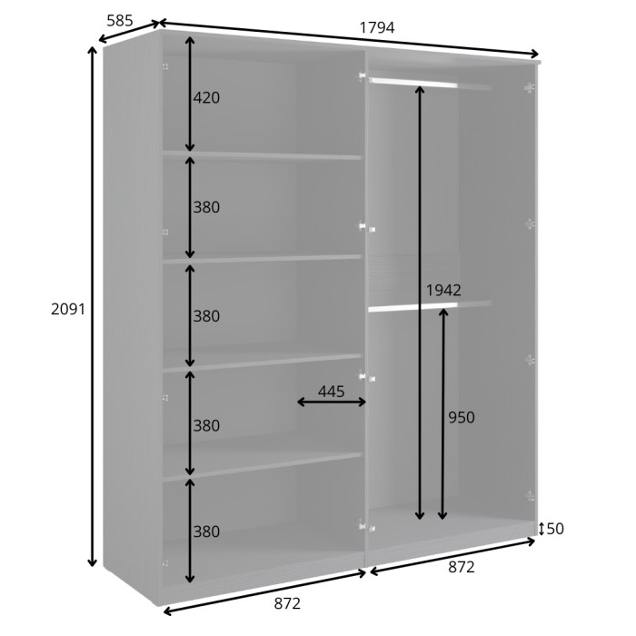 Chambre complète MONDO – Noir structuré et doré – Lit 180x200 avec sommier + Armoire + Commode + 2 chevets