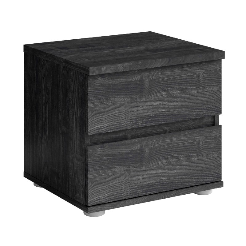 Lot de 2 tables de chevet VELTIS – 2 tiroirs – L46 x H43 cm – Coloris frêne noir