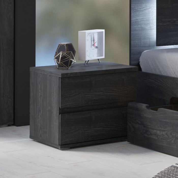 Lot de 2 tables de chevet VELTIS – 2 tiroirs – L46 x H43 cm – Coloris frêne noir