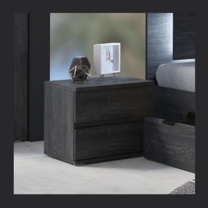 Lot de 2 tables de chevet VELTIS – 2 tiroirs – L46 x H43 cm – Coloris frêne noir