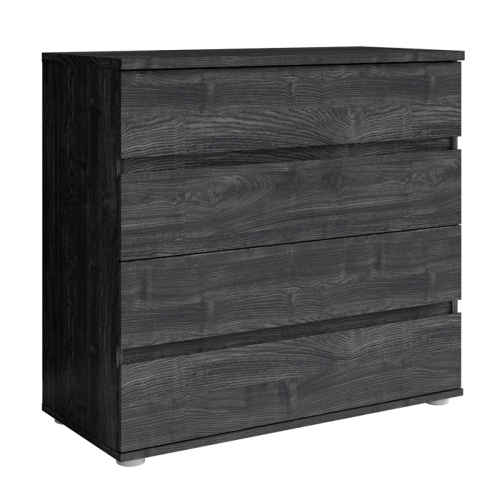Commode VELTIS 4 tiroirs – L92 x H85 cm – Rangement moderne coloris frêne noir