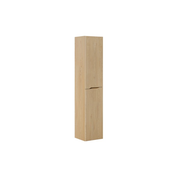 Colonne de salle de bain NATURA – 2 portes – Chêne clair – L35 × P33 × H170 cm – À suspendre 