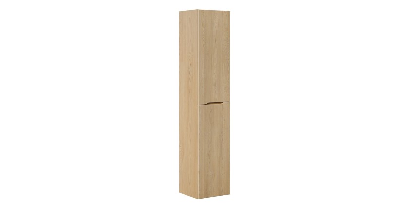 Colonne de salle de bain NATURA – 2 portes – Chêne clair – L35 × P33 × H170 cm – À suspendre 