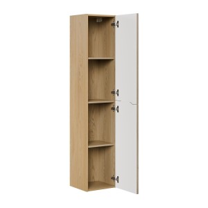 Colonne de salle de bain NATURA – 2 portes – Chêne clair – L35 × P33 × H170 cm – À suspendre 