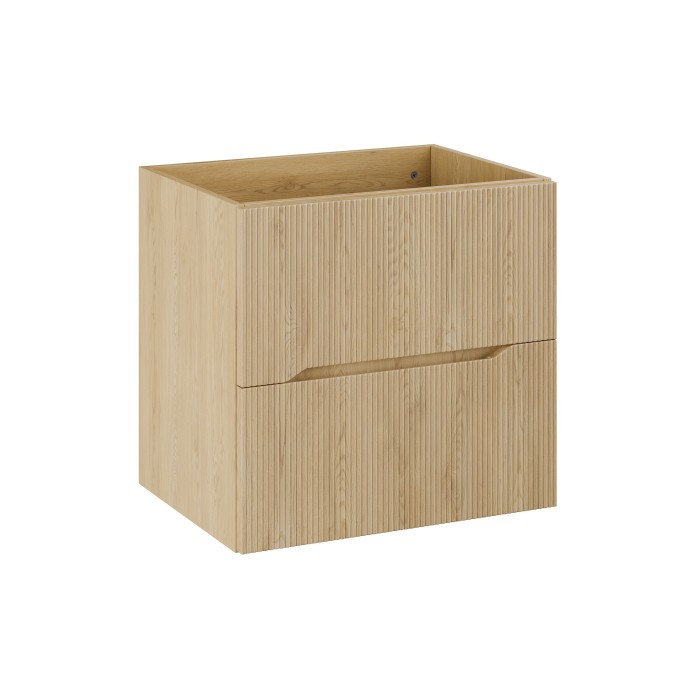 Meuble sous vasque NATURA – 2 tiroirs – Chêne clair – L60 × P45 × H57 cm – À suspendre 